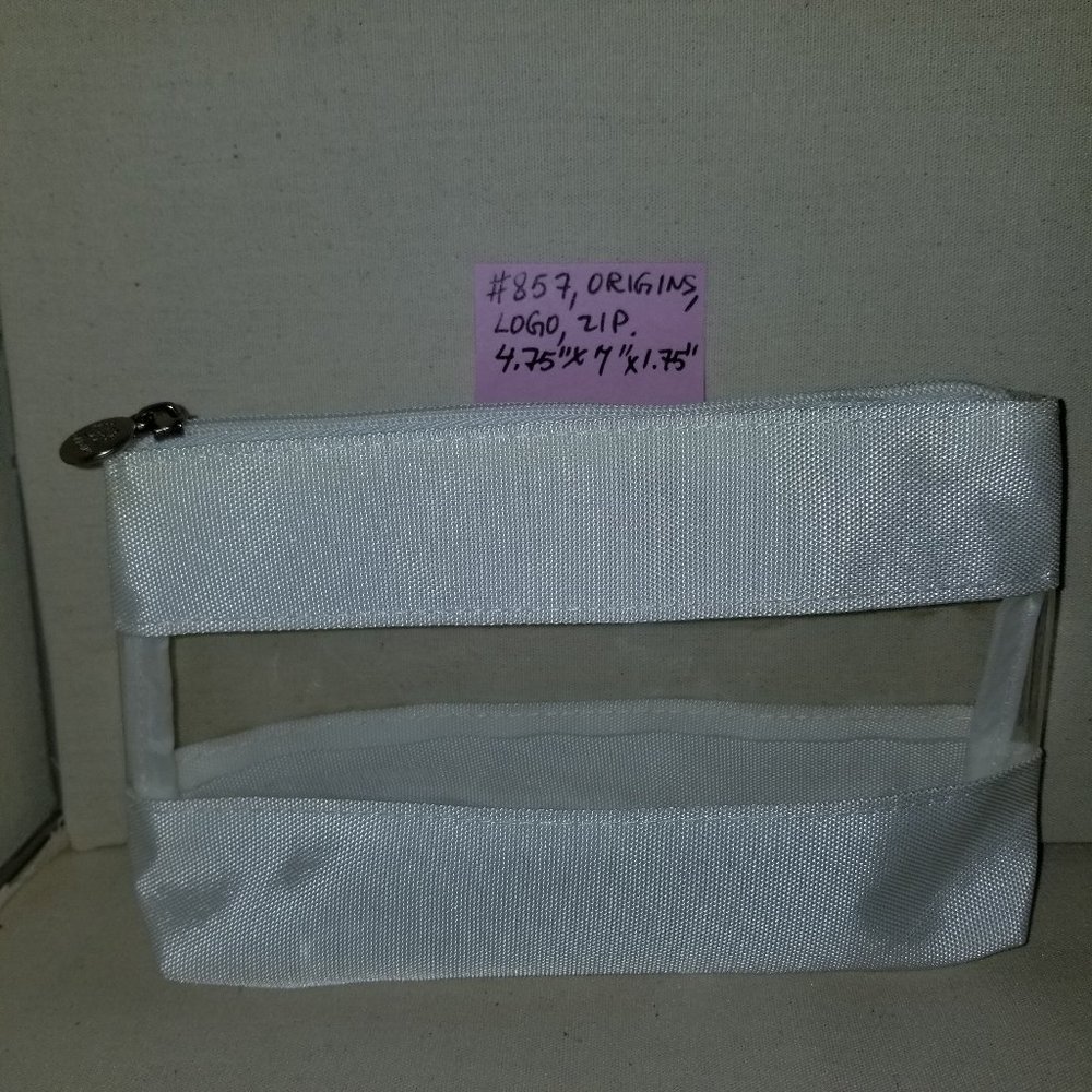 ✅NWOT RARE ORIGINS White w Clear Stripe Bag #857B, B18